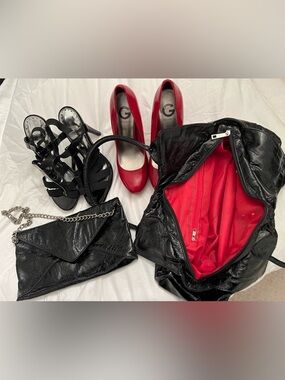 BCBG Bcbgirls Black Patent Heels & G by GUESS Red Patent Pumps Heels Bundle Set